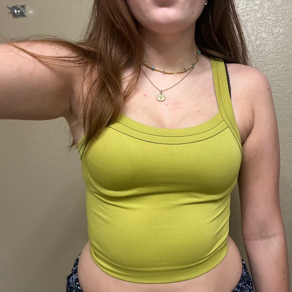 Green Ribbed Tank Top - Picture 7 of 7